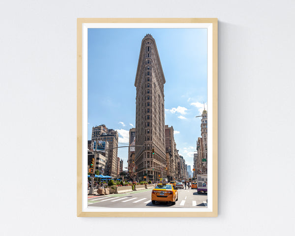 New York Print, Flatiron Building with the Yellow Taxi