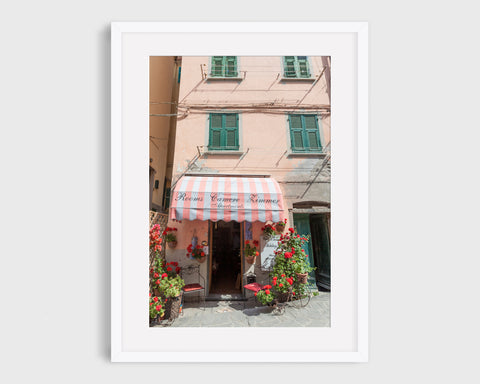 Italy Cinque Terre Print, Pink Hotel