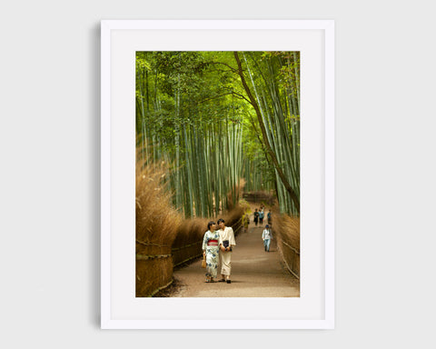 Japan Kyoto Print, Couple in the Bamboo Forest - Framed