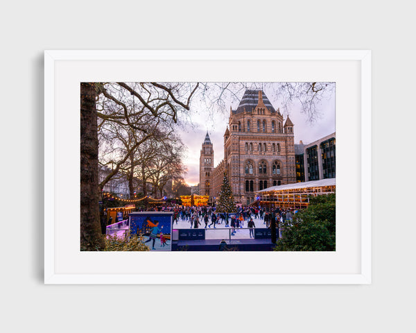 London Print, History Museum-Ice Rink at Christmas