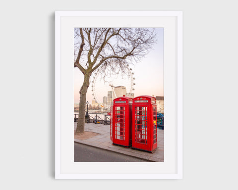 London Print, London Eye Red Phone Booth photo