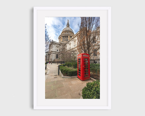 London Print, St Paul Cathedral and the Red Phone Booth