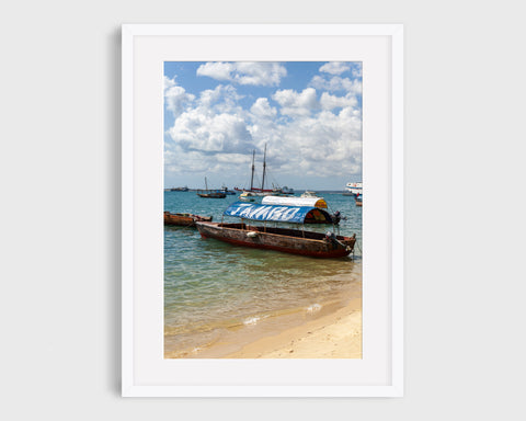 Africa Zanzibar Print, Boat That Says Jambo