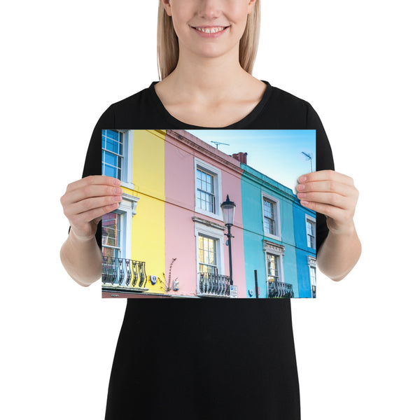 London Print, Notting Hill Colorful Pastel Houses