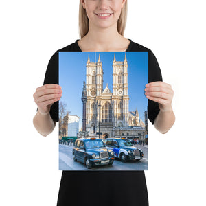 London Print, Westminster Abbey with the Black Cab