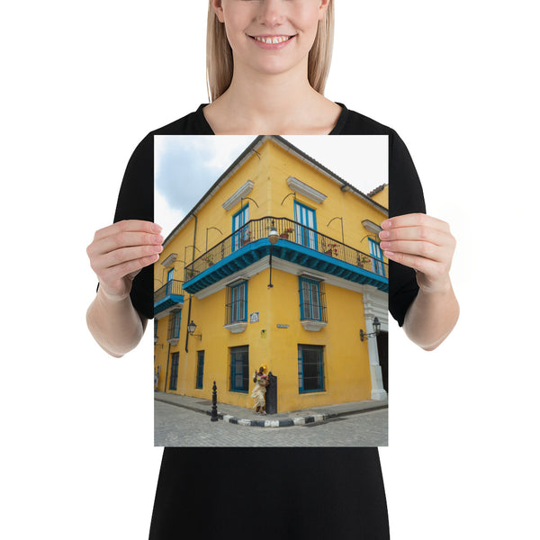 Cuba Havana Print, Cuban Woman in front of a Yellow House