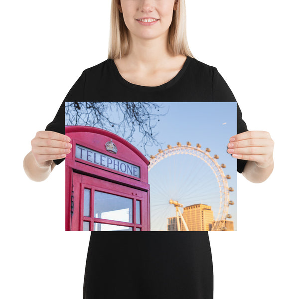 London Print, Red Phone Booth and the London Eye