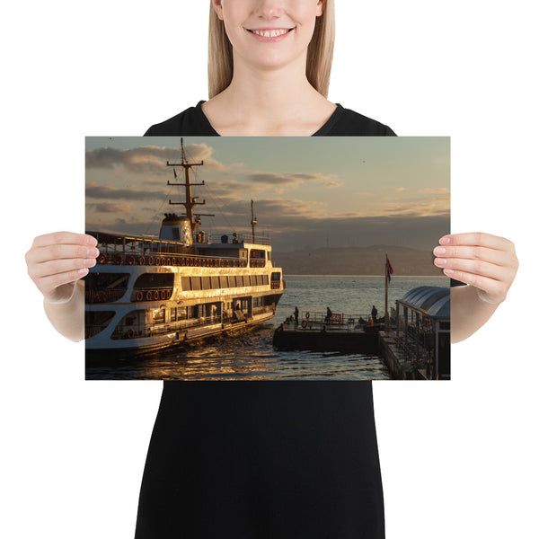 Istanbul Print, Bosphorus Ferry at Sunrise