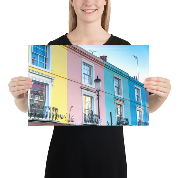 London Print, Notting Hill Colorful Pastel Houses