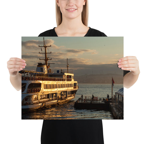 Istanbul Print, Bosphorus Ferry at Sunrise