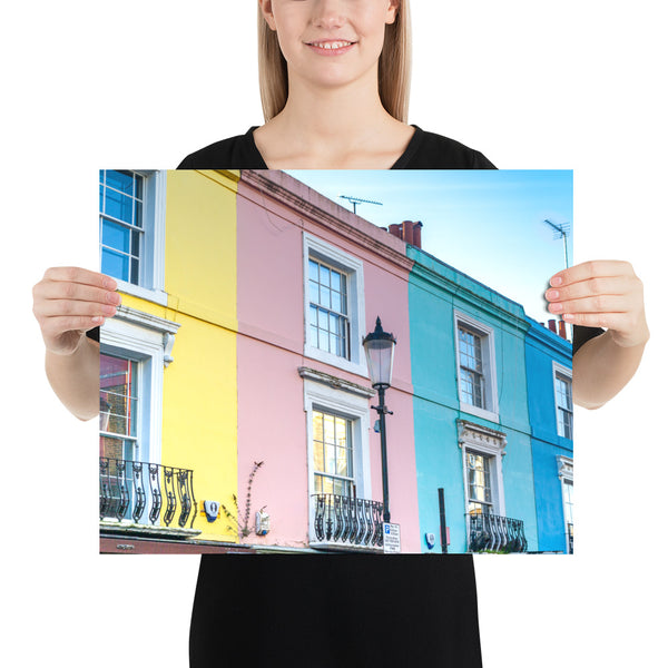 London Print, Notting Hill Colorful Pastel Houses