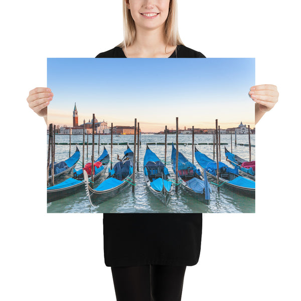 Italy print, Venice Gondolas at the sunrise