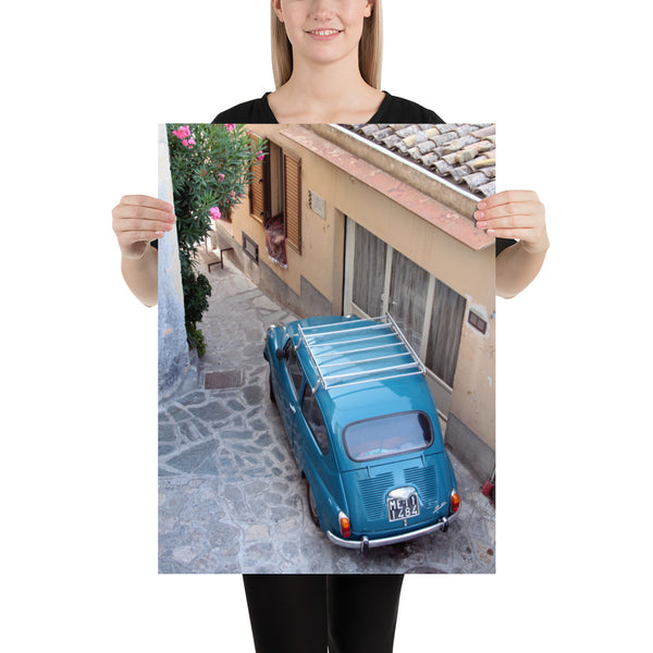 Italy print, Sicily Taormina Blue Car