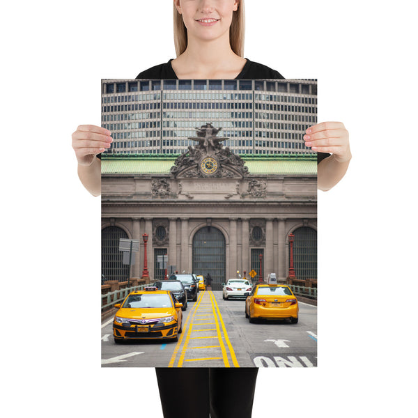 New York Print, Yellow Taxis and the Grand Central Station