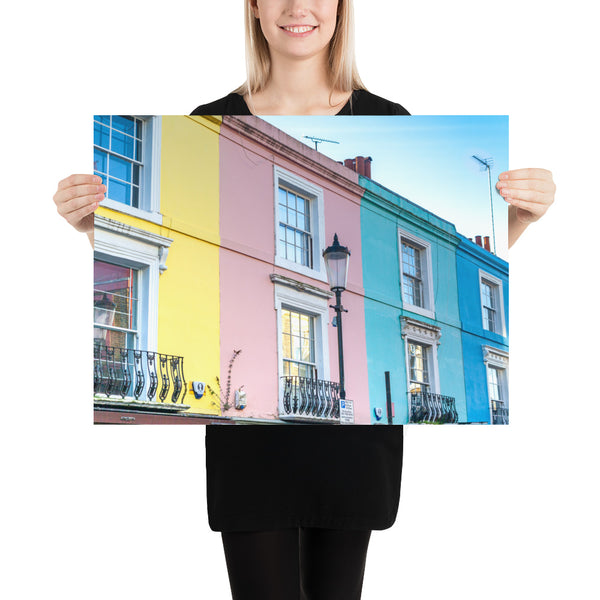 London Print, Notting Hill Colorful Pastel Houses