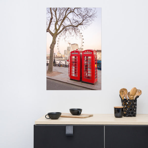 London Print, London Eye Red Phone Booth photo