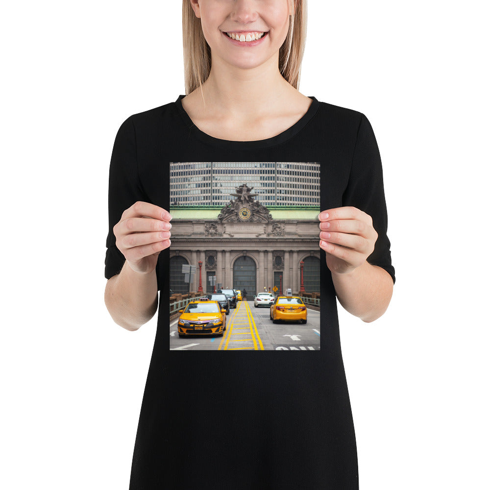 New York Print, Yellow Taxis and the Grand Central Station