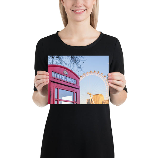 London Print, Red Phone Booth and the London Eye